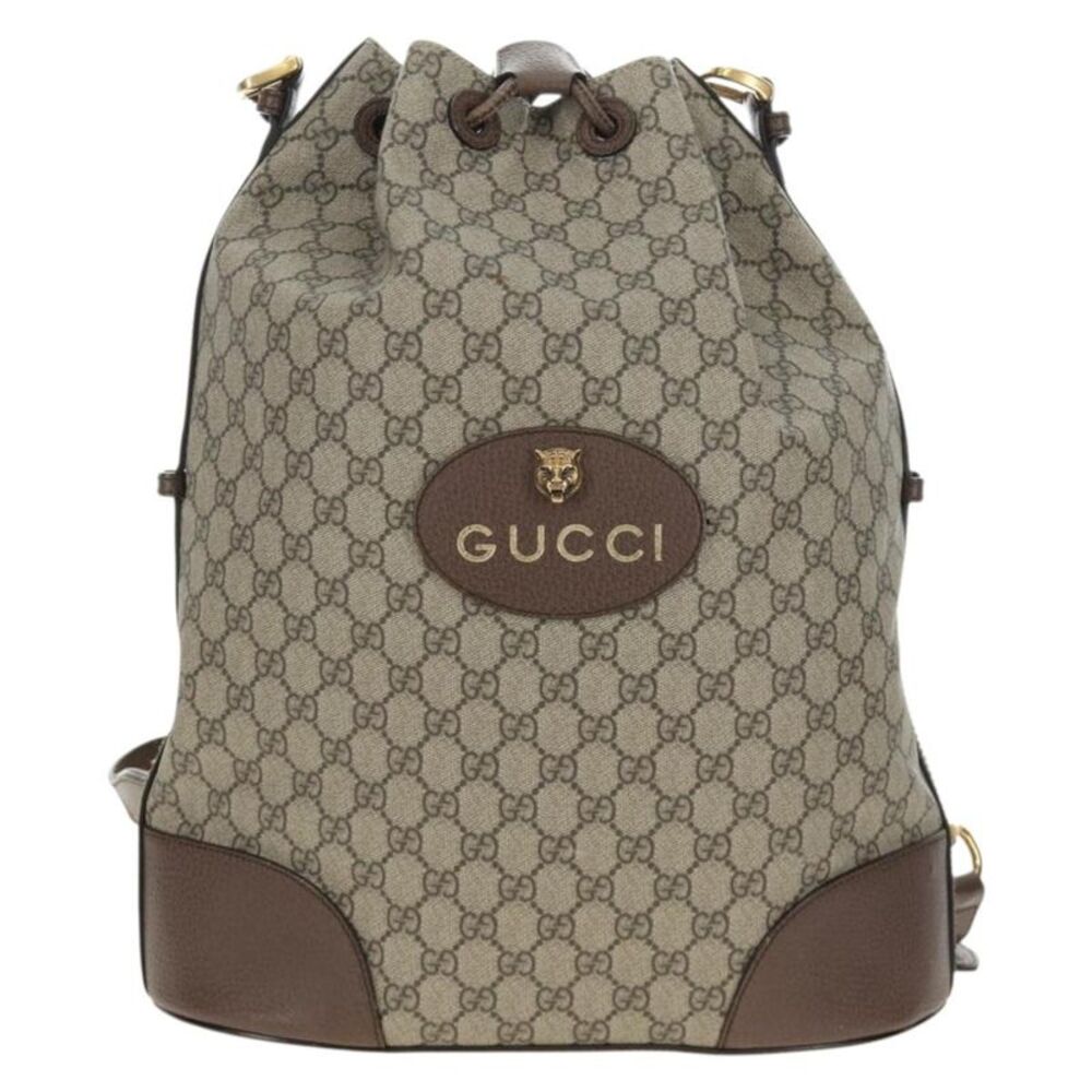 Gucci Neo Vintage Drawstring Bucket Gg Coated Canvas Beige Canvas Backpack Bag